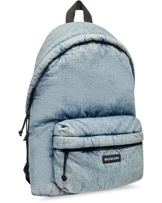 Balenciaga Blue Explorer Backpack In Puffy Denim for men