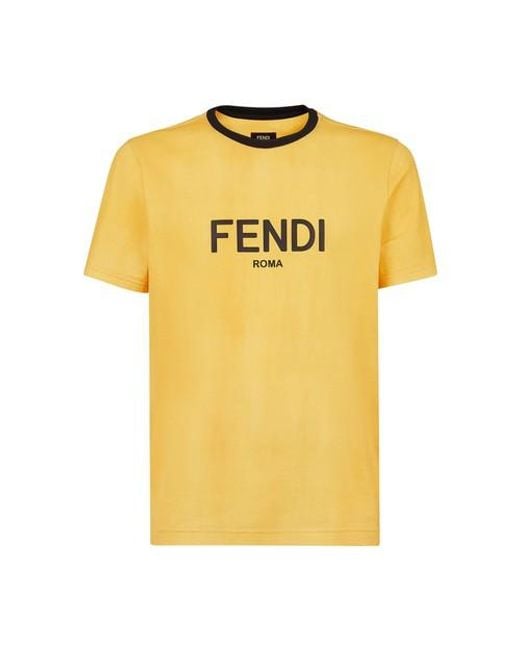Fendi Cotton T-shirt in Yellow for Men - Save 39% - Lyst
