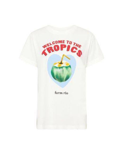 Farm Rio White Welcome To The Tropics Fit T-Shirt