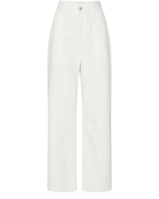 Loewe White Anagram Baggy Jeans