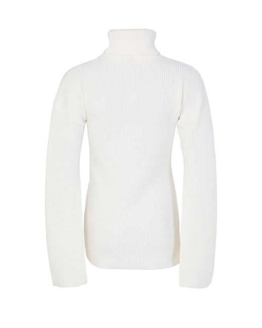 Totême  White Slit Sleeve Turtleneck Sweater