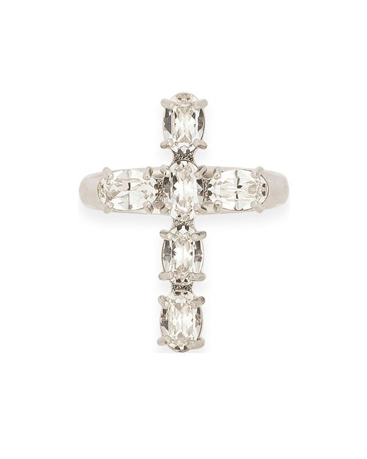 Dolce & Gabbana Metallic Ring With Rhinestone Cross