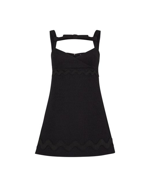 Patou Black Contrasted Braid Bow Mini Dress