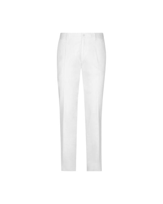 Dolce & Gabbana White Cotton Gabardine Pants for men