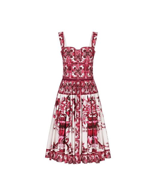 Dolce & Gabbana Red Bustier Midi Dress