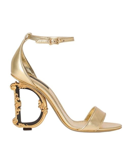 Dolce & Gabbana Metallic Nappa Mordore Sandals With Baroque Dg Detail