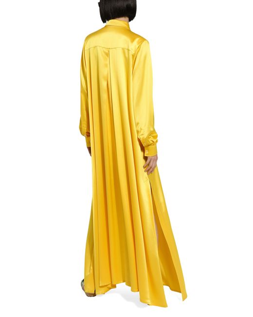 Dolce & Gabbana Yellow Long-Sleeved Silk Crepe Caftan