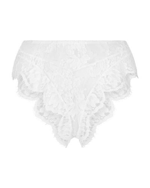 Dolce & Gabbana White Floral-lace High-waisted Briefs