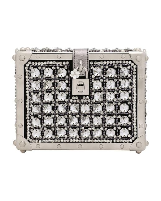 Dolce & Gabbana Black Embroidered Jacquard Dolce Box Bag