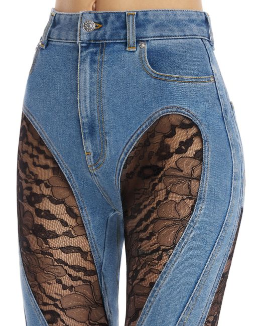 Mugler Blue Spiral Lace Jeans
