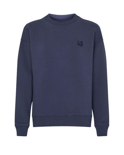 Maison Kitsuné Blue Komfort-Sweatshirt mit Bold Fox Head-Aufnäher