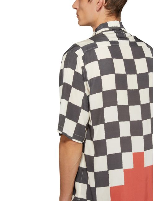 Rhude Multicolor Silk Printed Broken Checker Shirt for men