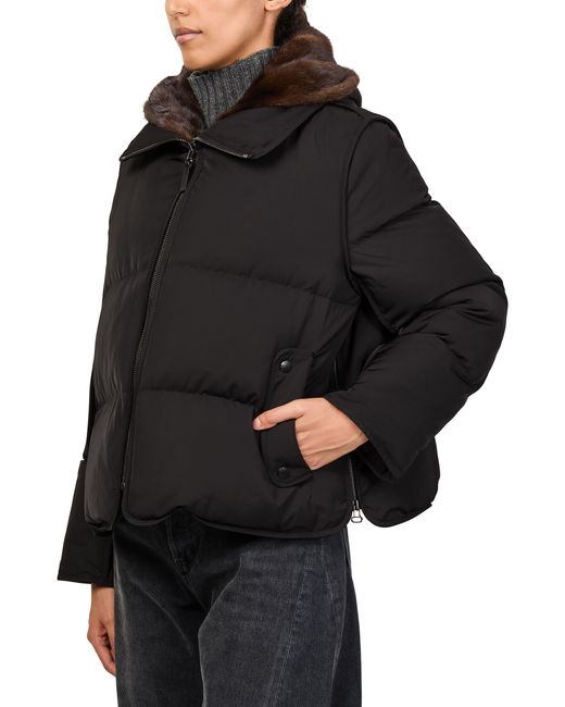 Yves Salomon Black Puffer Jacket With A Mink Fur Hood
