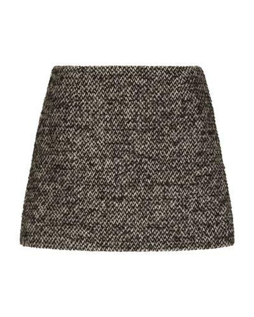 Dolce & Gabbana Black Short Speckled Tweed Skirt