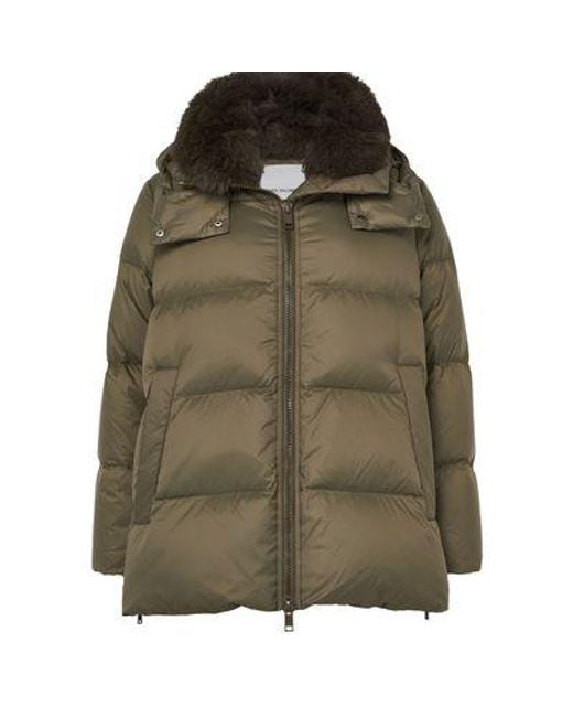 Yves Salomon Green Hooded Puffer Jacket With A Fox Fur Collar