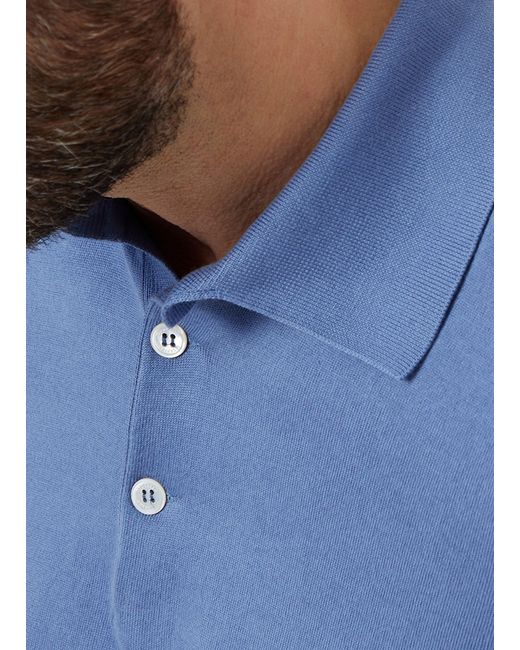 Brunello Cucinelli Poloshirt aus leichtem Strickgewirk in Blue für Herren