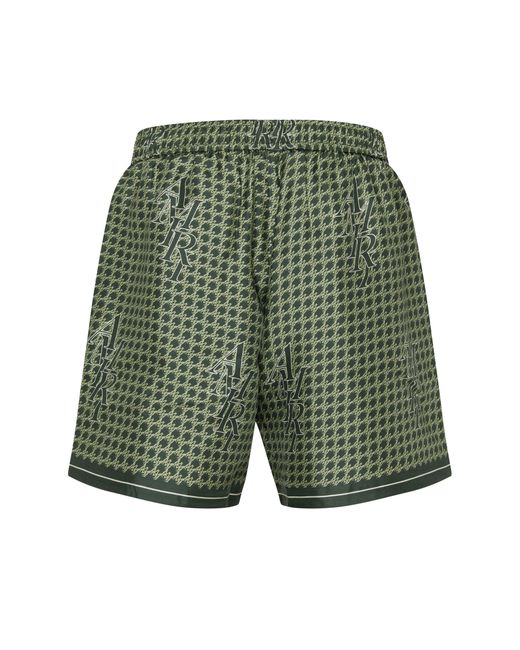 Amiri Green Houndstooth Silk Shorts for men