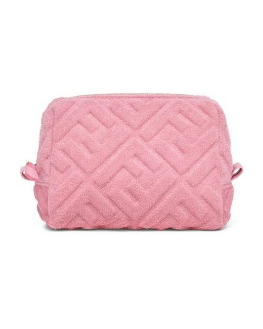 Fendi Pink Large Ff 1974 Embossed Terry Pouch