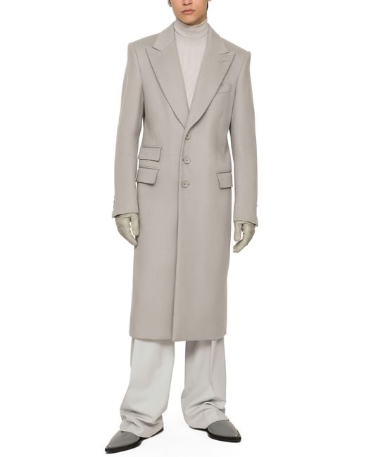 Dolce & Gabbana Multicolor Single-breasted Cashmere Coat for men