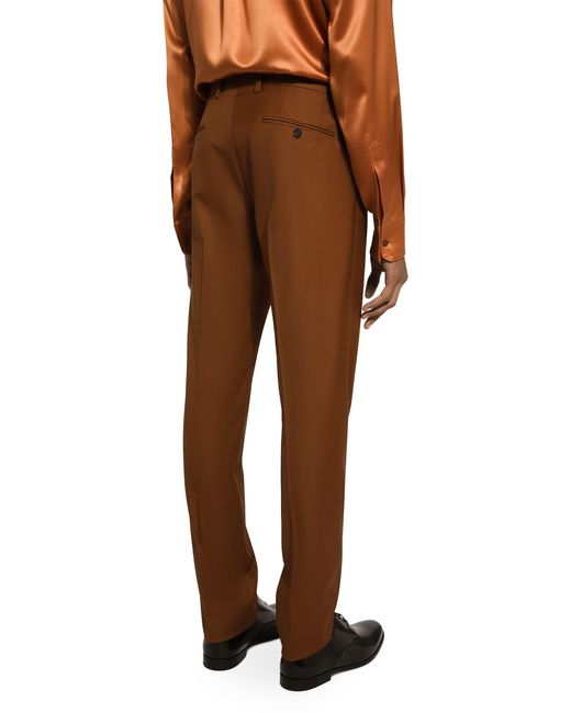 Pantalon ajusté en laine vierge Dolce & Gabbana pour homme en coloris Brown