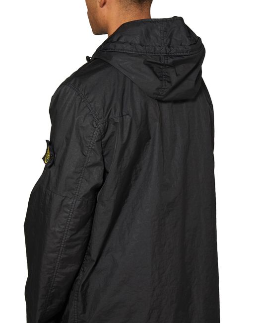 Stone Island Black Jacket With Logo Patch for men