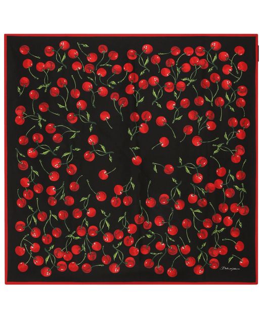Dolce & Gabbana Red Cherry-print Twill Scarf (90x90)