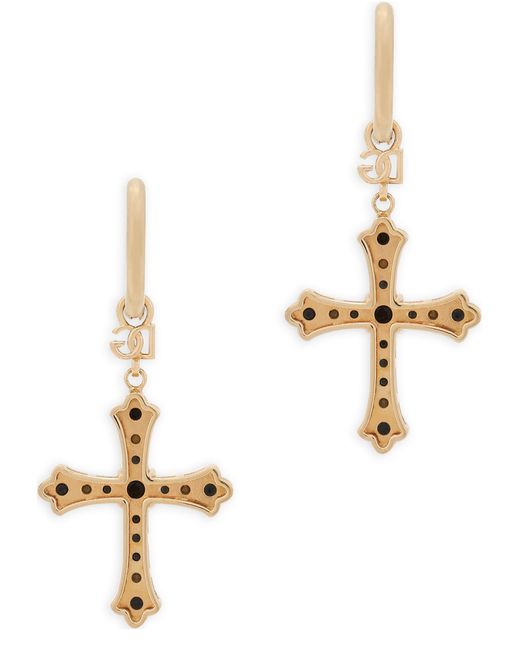 Dolce & Gabbana Metallic Creolen mit Kreuzen