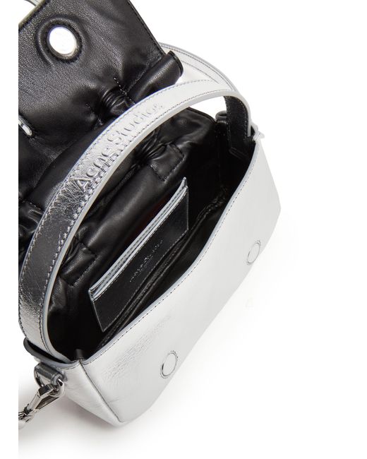 Acne White Multipocket Micro Bag Lux Metallic