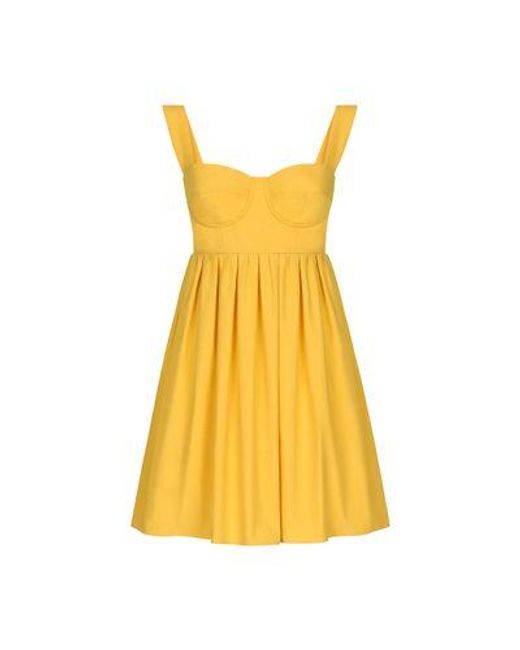 Dolce & Gabbana Yellow Short Cotton Corset Dress