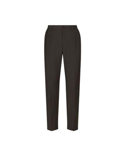 Dolce & Gabbana Black Stretch Cotton Pants With Dg Embroidery for men