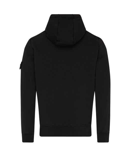 Stone Island Black Hoodie With Logo Patch for men