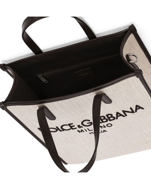 Dolce & Gabbana Kleine Tote Bag aus strukturiertem Canvas in Natural für Herren