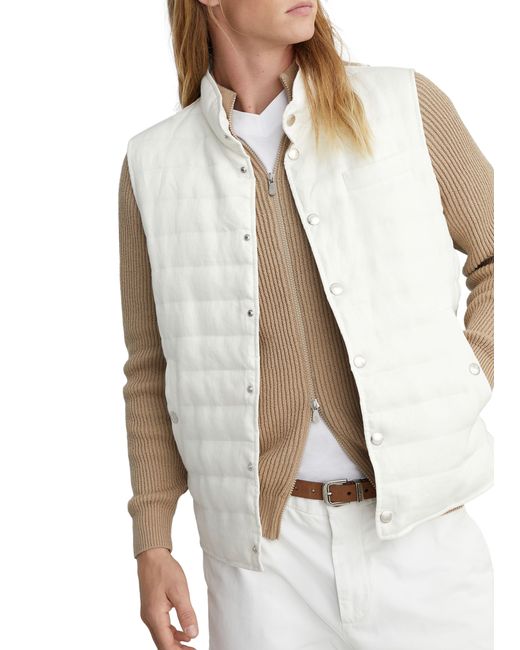 Brunello Cucinelli White Light Sleeveless Puffer Jacket for men