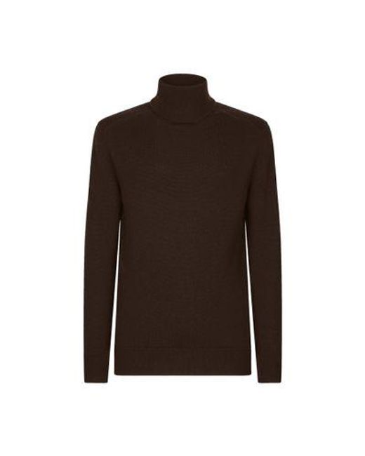 Dolce & Gabbana Brown Cashmere Turtle-Neck Sweater for men