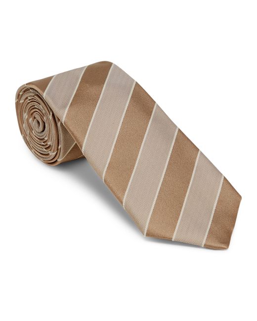 Brunello Cucinelli Brown Herringbone Tie for men