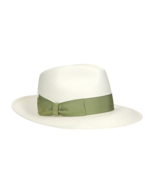 Borsalino Giulietta Panama Fine Wide Brim in White_light_green_hatband  (Green) | Lyst Canada