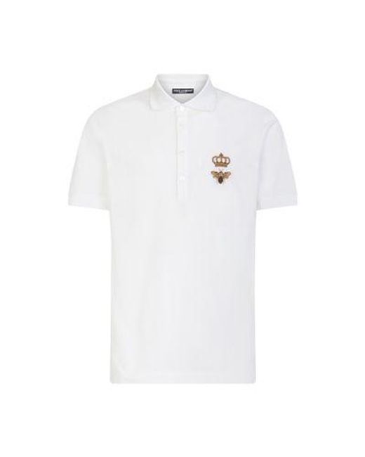 Dolce & Gabbana White Cotton Piqué Polo-Shirt for men