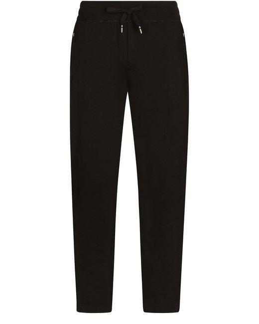 Dolce & Gabbana Black Jersey jogging Pants With Branded Plate for men