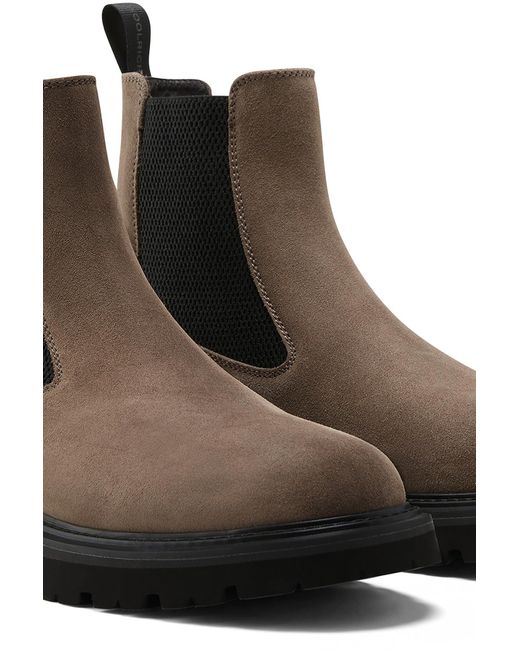 Woolrich Brown New City Chelsea Boots In Suede for men