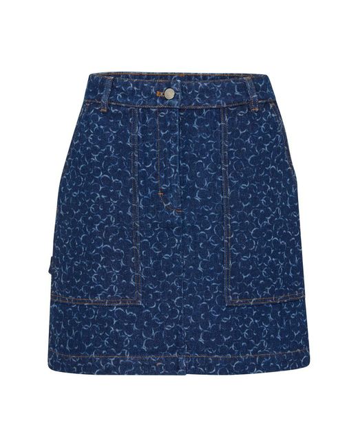 Maison Kitsuné Blue Short Denim Skirt