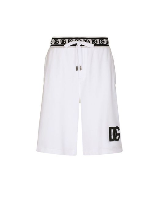 Dolce & Gabbana Blue Jogging Shorts With Dg Embroidery And Dg Monogram for men