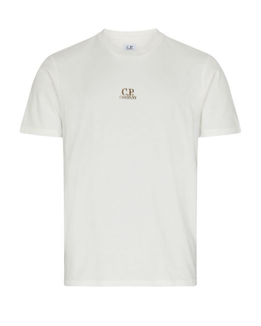 C P Company White 24/1 Jersey Artisanal Three Cards T-Shirt for men