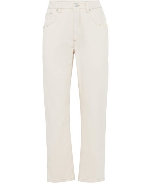 Brunello Cucinelli White Straight Trousers