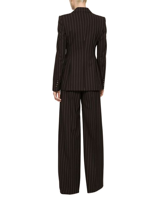 Dolce & Gabbana Black Single-Breasted Pinstripe Wool Turlington Jacket