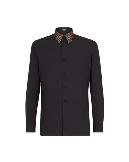 Fendi Monogram Trim Shirt in Black for Men | Lyst