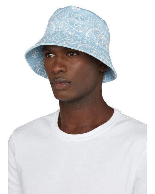 Rhude Blue Bandana Canvas Bucket Hat for men