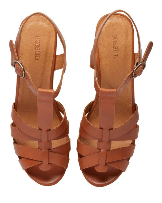 Sessun Brown Stipa Wedge Sandals