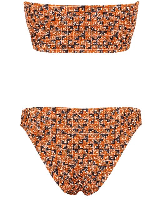 Bikini bandeau avec slip échancré Fendi en coloris Orange