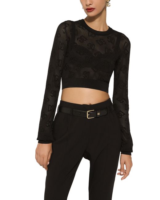 Dolce & Gabbana Black Kurzer Pullover aus Viskose