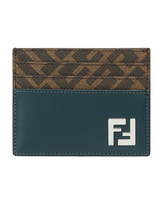 Fendi Green Ff Squared Card Holder for men
